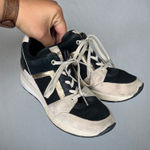 Michael Kors ‎ Wedge Sneakers Black Gold Suede Leather Athletic Shoes Size 8 Photo 0