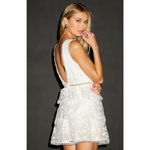 Lulus NEW Look So Sweet White Embroidered Lace Mini Dress Party Ruffle M Photo 1