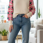 Pink Lily  Sweater with Crochet Details Photo 0