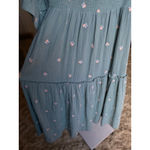Listicle  Cotton Gauze Maxi Dress Teal Embroidered Floral Romantic Castlecore L Photo 3