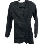 ZARA NEW  Dress Size XS Womens Tetured Mini Weave Tweed Black Blazer Ruffle Dress Photo 0