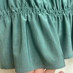 ZARA  green silky tie strap smocked cropped tank top Photo 4