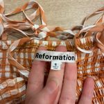 Reformation NWT  Gemini Smocked Gingham Orange Mini Dress Size S Photo 2