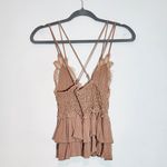 VICI  Disty Pink Lace Boho Top with Ruffle Hem Size Small Pink Boho Crop Top Photo 1