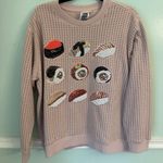 Queen of Sparkles Sushi Crewneck Sweatshirt Embellished Beaded Pink Snack L Size L Photo 0