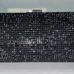 Swavorski Power Rock Crystal Clutch Evening Bag Purse W/ Chain Handle Black NEW! Photo 2