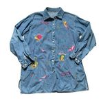 Looney Tunes Vintage  Tweety Bird Oversized Denim Button Down Shirtt L Photo 0