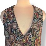 Vintage 80s Moda International Baroque Tapestry Vest Medium Adjustable Back Black Photo 1