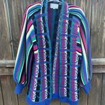 Vintage 90s Joyce Balloon Sleeve Multi Color Funky Plaid Oversize Cardigan Photo 0