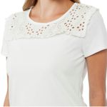Karl Lagerfeld lace collar bib relaxed fit women’s white top Size Medium Photo 1