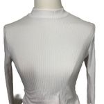 Planet Gold  Women’s White Ribbed Long Sleeve Mock Neck Top Size S Stretchy Photo 1
