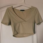 SheIn Sage Green Crossover Top Photo 0