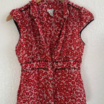 Anthropologie  Odille 100% Silk Blouse Size 6 Pink Red Blouse Photo 0