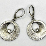 Monet VINTAGE  Signed Circular
Silver Toned Earrings With Cubic Zirconia Center‎ Photo 0