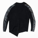 Ted Baker Hazie Felted Wool Genuine Leather Sleeves Open Front Cardigan Sweater Photo 3