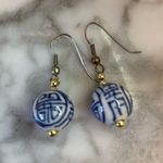 Blue and white Chinese Porcelain earrings Photo 0