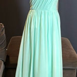 Women’s Green Chiffon One Shoulder Bridesmaid Dress Zip Up Back Size 6 Photo 0