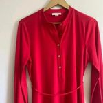 Calvin Klein Red Shirt Dress with Waist Tie Photo 3