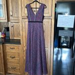 BCBGMAXAZRIA  Metallic‎ Pleated Striped V Neck Gown Multicolored Maxi Dress Small Photo 11