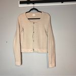 Reiss  Cardigan Sweater Textured Beige Cream Clasp Front Cotton Size Medium Photo 2