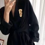 Abstract Gold Face Brooch – Vintage Modernist Costume Jewelry Pin Photo 5