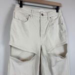 Good American Jeans Women's 6/28 Ivory Denim Straight Leg Icon Cutout Bone Retro Photo 4