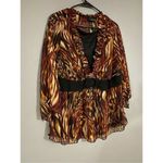 New Directions Animal Print Faux Belt Built In Shirt Ruffles Long Sleeve3X Black Size undefined Photo 1