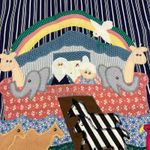 Handmade Artisan Applique Noah's Ark Jumper Dress Navy Pinstripe Est. Size L Photo 6