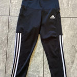 Adidas  Leggings Womens Small Black AEROREADY Primegreen 3-Stripes Pockets 7/8 Photo 0