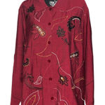 Bechamel Rio Red Floral Paisley Embroidered Shirt Jacket Size 2X Photo 0