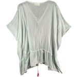 Shirahleah Beach Cover Up Womens OS Mint Green Embroidered Boho Tunic Shirt Top Size L Photo 3