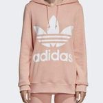 Adidas  Women's Blush Pink Big Trefoil Logo Hoodie Sweatshirt Pullover Small Photo 0