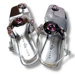 Katy Perry  Collections Metallic Silver Sandals Pink canoe stone square toe 10/40 Photo 1