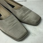 Stuart Weitzman ‎ tan-gold Cantina greige sheen slight wedge Women's size 7.5 Photo 5