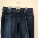 Torrid  Plus Size Dark Wash Ripped Distressed Raw Hem Cropped Crop Skinny Jeans Photo 2
