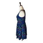 Amanda Uprichard  Blue Chevron Print Silk Sleeveless Fit And Flare Mini Dress‎ XS Photo 4