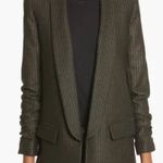 Veronica Beard  Clay Open front Shawl lapel Boyfriend Blazer Green/ Brown wool 8 Photo 0