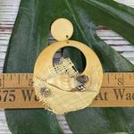 80s Coconut Seashell Hoop Earrings Tan Photo 5