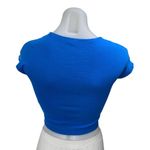 ZARA Women's Blue Short Sleeve Crew Neck Knit T Shirt Tee Crop Top Size M Photo 1