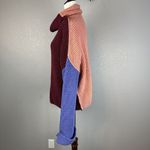 Free People Colorblock Park City Pullover Sweater Size M Waffle Knit Cowl Neck Photo 2