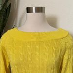 Ralph Lauren Vintage Lauren ‎ Yellow Cable Knit Sweater Preppy Boat Neck Knit Photo 4