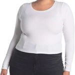 Good American  Long Sleeve Cropped Crewneck Top White Photo 0