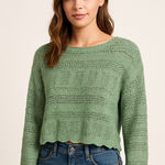 Altar'd State Altar’d State Sage Green Crochet Knit Sweater NWT XS Photo 0