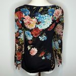 Forbidden Black Floral Mesh Sleeve Top Women Small Boho Y2K Cottagecore Photo 6