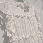 En Saison NWT Kiko Eyelet Tiered Mini Dress Medium White Sleeveless High Neck Photo 4