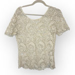 Source Unknown Boho Lace Crochet Top Ivory Scallop Hem Sheer Floral Festival Romantic Small Photo 0
