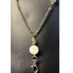 Beaded Lanyard ID Badge Holder Necklace Copper, Clear, Cream Beads Approx 32" White Photo 2