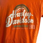 Harley Davidson Women’s M Rainbow Graphic Tee Bright Orange Orlando Dealership Size M Photo 2