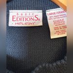 Basic Editions Holiday Sweater Cotton Blend Sequin Bead Embroidery Womens Large Black Photo 1