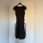 Elegant Black Polka Dot Dress with Lace Trim Size M Photo 5